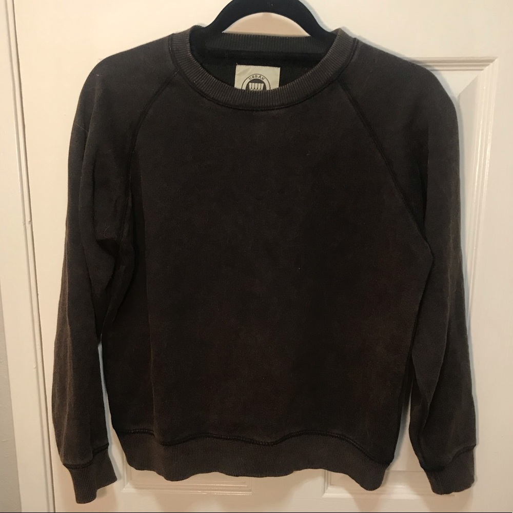 Distressed Black Cropped Sweatshirt